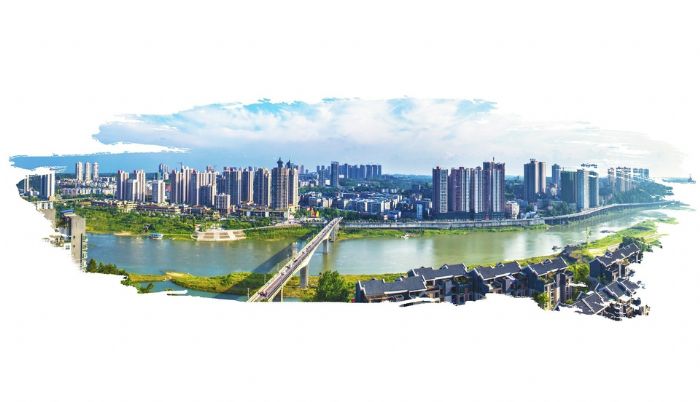一江碧水入画来。
