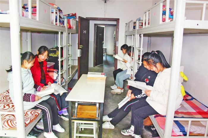 学生课余时间在寝室学习讨论
