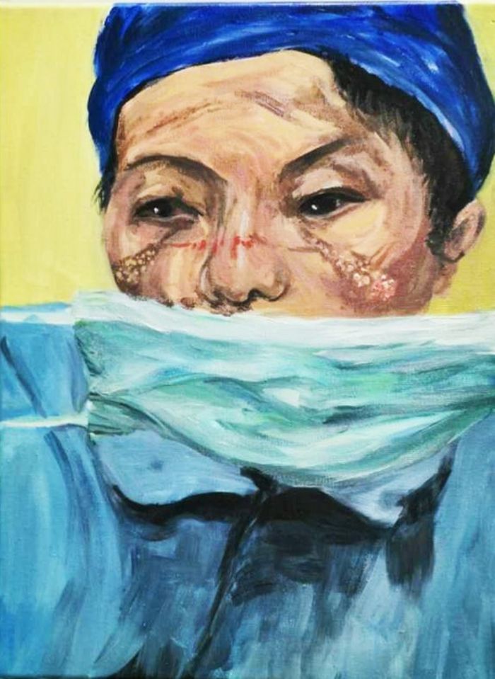 《最美印记》油画 廖章 塘坝小学教师
