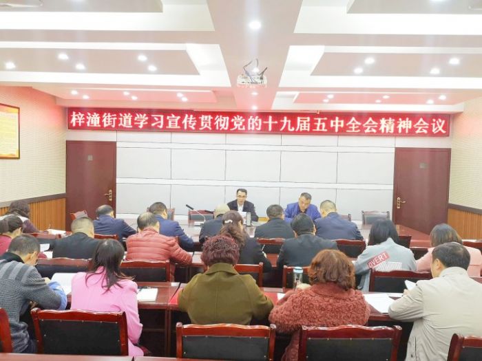 梓潼街道传达学习全会精神。
