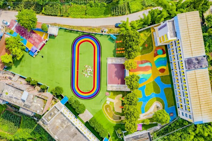 潼南区玉溪镇中心幼儿园鸟瞰图。
