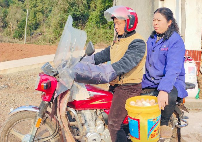 陈家秀每月都要送500个鸡蛋给敬老院。
