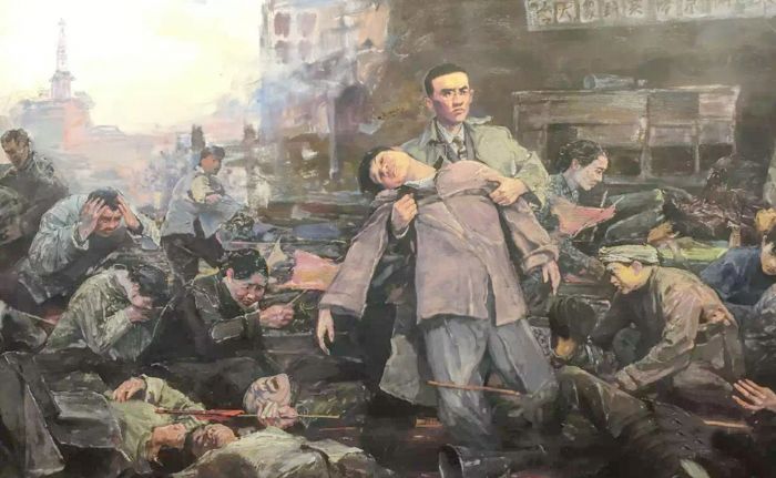 油画再现重庆“三三一”惨案。
